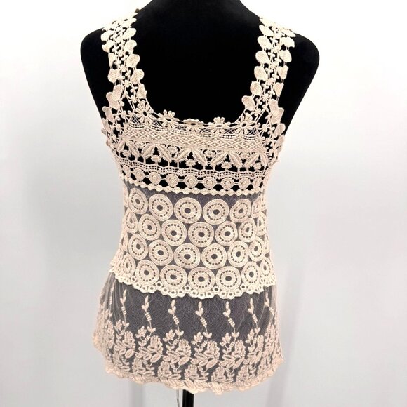 Vtg ISSI Y2K Top Womens M Lace Cami Sheer Feminine Boho Chic Lolita Coquette - Picture 8 of 8